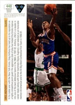 1991-92 Upper Deck Greg Anthony TP #448 card back image