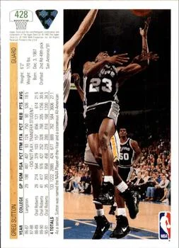 1991-92 Upper Deck Greg Sutton #428 card back image