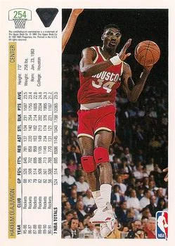 1991-92 Upper Deck Hakeem Olajuwon #254 card back image