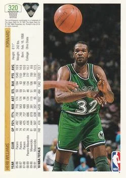 1991-92 Upper Deck Herb Williams #320 card back image