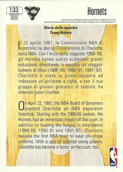 1991-92 Upper Deck Italian Charlotte Hornets Logo #133 card back image