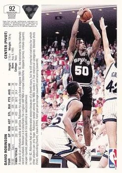 1991-92 Upper Deck Italian David Robinson #92 card back image