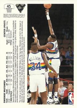 1991-92 Upper Deck Italian Dikembe Mutombo #45 card back image