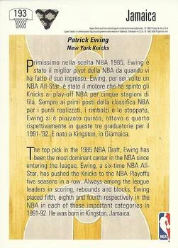 1991-92 Upper Deck Italian Patrick Ewing WS #193 card back image