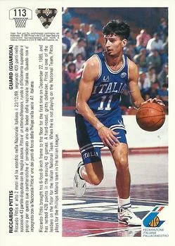 1991-92 Upper Deck Italian Riccardo Pittis ITA #113 card back image
