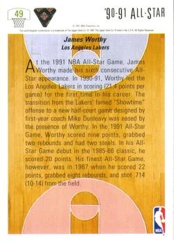 1991-92 Upper Deck James Worthy #49 card back image