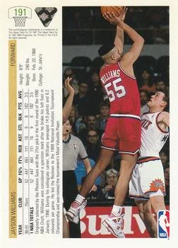1991-92 Upper Deck Jayson Williams #191 card back image