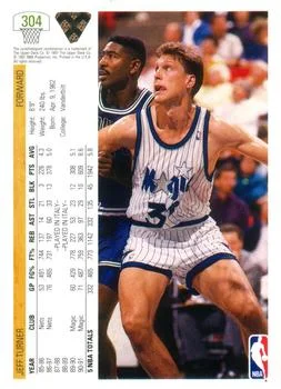 1991-92 Upper Deck Jeff Turner #304 card back image
