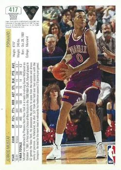 1991-92 Upper Deck Jerrod Mustaf #417 card back image