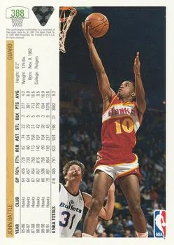 1991-92 Upper Deck John Battle #388 card back image