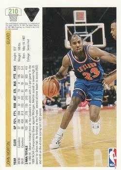 1991-92 Upper Deck John Morton #210 card back image
