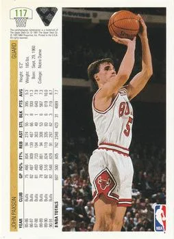 1991-92 Upper Deck John Paxson #117 card back image