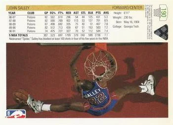 1991-92 Upper Deck John Salley #190 card back image