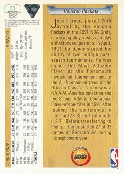 1991-92 Upper Deck John Turner Draft Picks #11 card back image