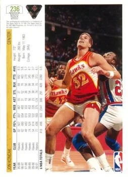 1991-92 Upper Deck Jon Koncak #236 card back image