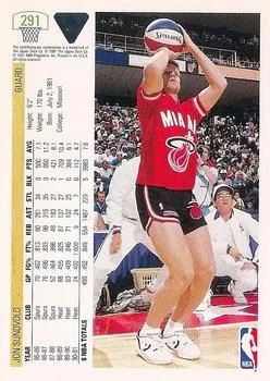 1991-92 Upper Deck Jon Sundvold #291 card back image