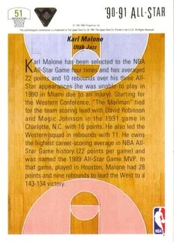 1991-92 Upper Deck Karl Malone #51 card back image