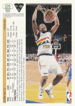 1991-92 Upper Deck Kenny Battle #209 card back image