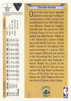 1991-92 Upper Deck Larry Johnson Draft Picks #2 card back image