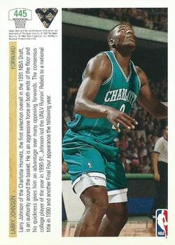 1991-92 Upper Deck Larry Johnson TP #445 card back image