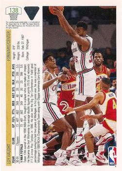 1991-92 Upper Deck Loy Vaught #138 card back image