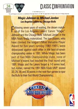 1991-92 Upper Deck Magic Johnson / Michael Jordan #34 card back image