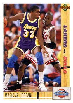 1991-92 Upper Deck Magic Johnson / Michael Jordan #34 card image