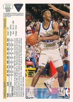 1991-92 Upper Deck Marcus Liberty #222 card back image