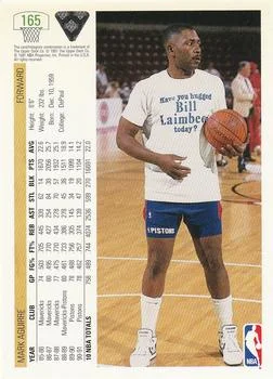 1991-92 Upper Deck Mark Aguirre #165 card back image