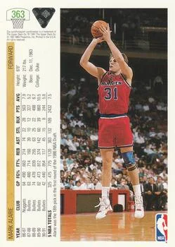 1991-92 Upper Deck Mark Alarie #363 card back image