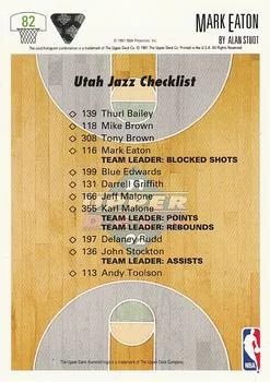 1991-92 Upper Deck Mark Eaton #82 card back image