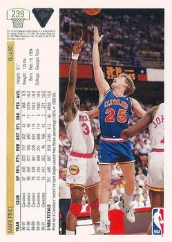 1991-92 Upper Deck Mark Price #239 card back image