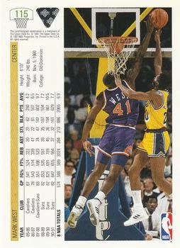1991-92 Upper Deck Mark West #115 card back image