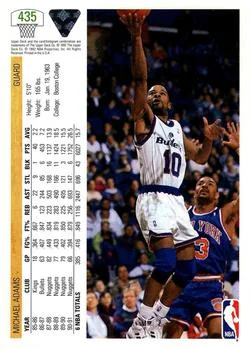1991-92 Upper Deck Michael Adams #435 card back image
