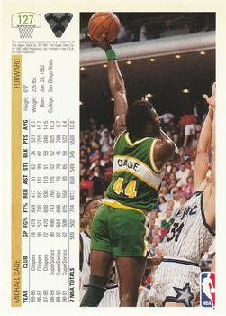 1991-92 Upper Deck Michael Cage #127 card back image