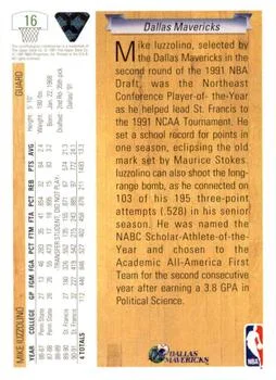 1991-92 Upper Deck Mike Iuzzolino Draft Picks #16 card back image