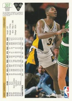 1991-92 Upper Deck Mike Sanders #337 card back image