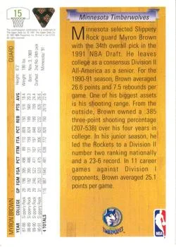 1991-92 Upper Deck Myron Brown Draft Picks #15 card back image