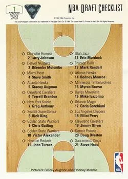 1991-92 Upper Deck NBA Draft Checklist (Stacey Augmon / Rodney Monroe) Draft Picks #1 card back image