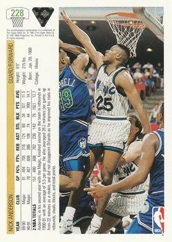 1991-92 Upper Deck Nick Anderson #228 card back image