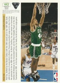 1991-92 Upper Deck Rick Fox TP #443 card back image