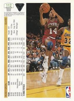 1991-92 Upper Deck Rickey Green #112 card back image