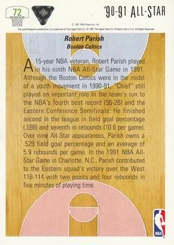 1991-92 Upper Deck Robert Parish #72 card back image