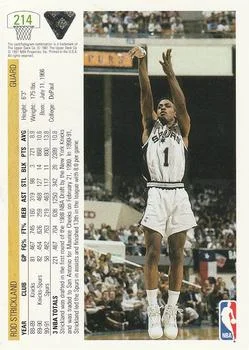 1991-92 Upper Deck Rod Strickland #214 card back image