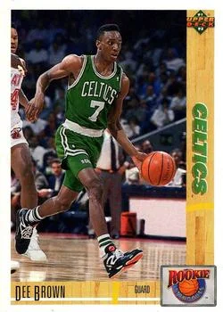 1991-92 Upper Deck Dee Brown VARVAR: 1992 Upper Deck "Diamond Logo" hologram on back [Rookie Standouts] Rookie Standouts #R12b card image