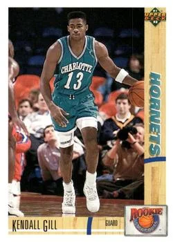 1991-92 Upper Deck Kendall Gill VARVAR: 1992 Upper Deck "Diamond Logo" hologram on back [Rookie Standouts] Rookie Standouts #R3b card image