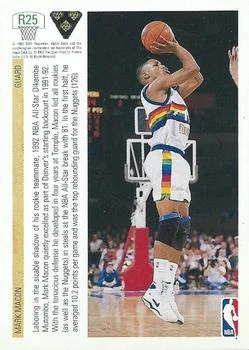 1991-92 Upper Deck Mark Macon Rookie Standouts #R25 card back image