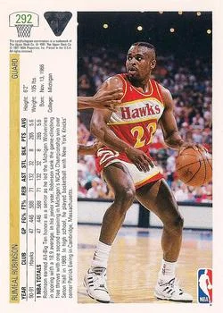 1991-92 Upper Deck Rumeal Robinson #292 card back image