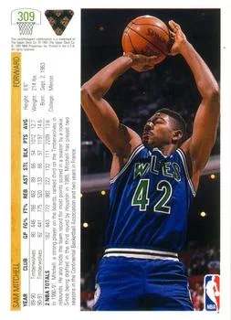 1991-92 Upper Deck Sam Mitchell #309 card back image