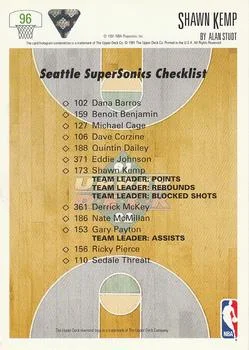 1991-92 Upper Deck Shawn Kemp #96 card back image